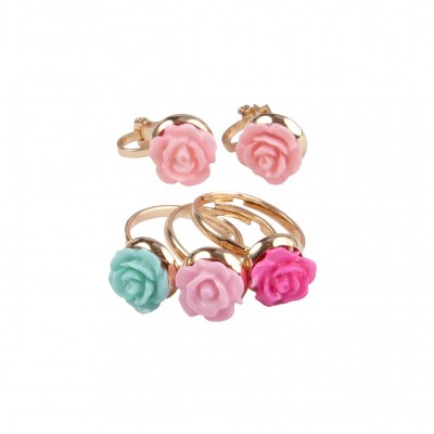 Σετ Δαχτυλίδια & Σκουλαρίκια Τριαντάφυλλο