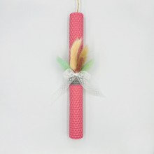 Λαμπάδα Μελισσοκέρι Ροζ - Λουλούδια