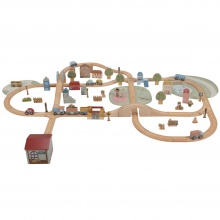 Σετ Ξύλινο Τρενάκι Με Ράγες & Οχήματα