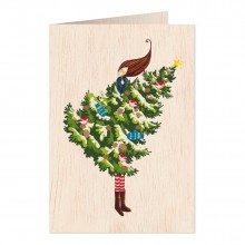 Ξύλινη Ευχετήρια Κάρτα Christmas Tree