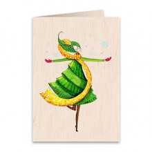 Ξύλινη Ευχετήρια Κάρτα Green Fairy