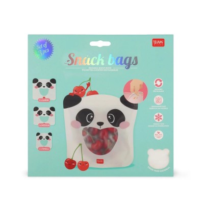 Set of 3 Reusable Snack Bags - Panda