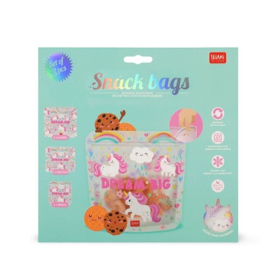 Set of 3 Reusable Snack Bags - Unicorn