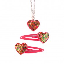 Σετ Κολιέ & Κλιπ Μαλλιών Καρδιά